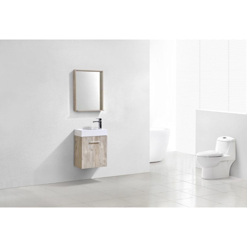 Tenafly 18'' Single Bathroom Vanity with Acrylic Top, Natural Wood