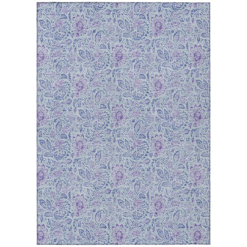 Washable Floral Indoor / Outdoor Rug, Rectangle 8' x 10'