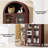 63'' Tall Arched Bookcase with 2 Large Glass Doors, Farmhouse 5 Tier Pantry Storage Cabinet with Adjustable Shelf, for Living Room, Dining, Kitchen, Walnut-1490512794