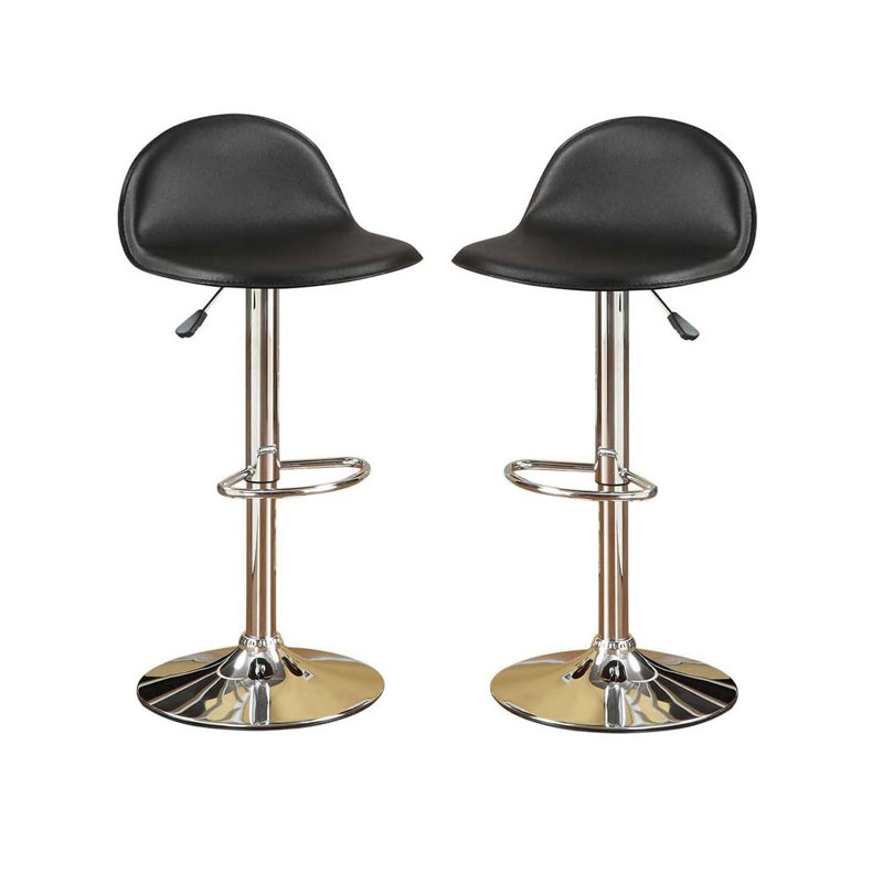 Ensemble de 2 tabourets en similicuir noirs à hauteur réglable