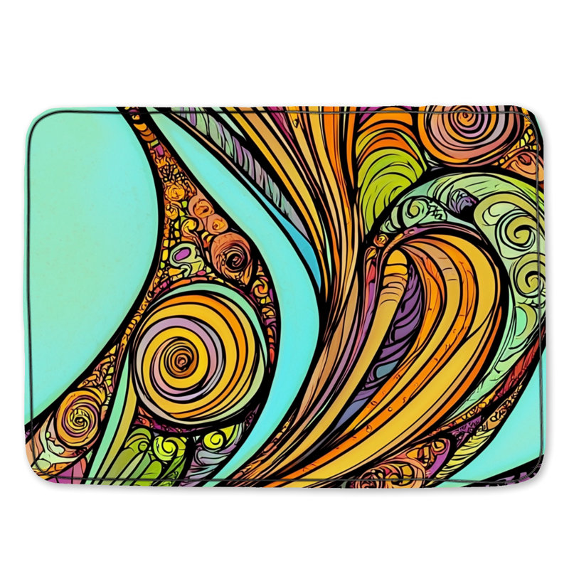 Tapis de bain abstrait, art, salle de bain éclectique, L 34 po x L 21 po