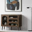 Mid-Century Modern Walnut Sideboard Buffet with Glass Doors, 3 Drawers & Adjustable Shelves