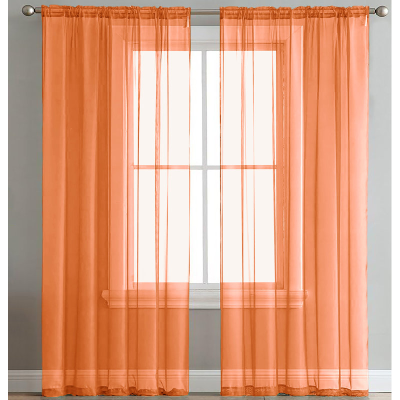 Ensemble de rideaux transparents avec passe-tringle 84 po (2 panneaux), Orange