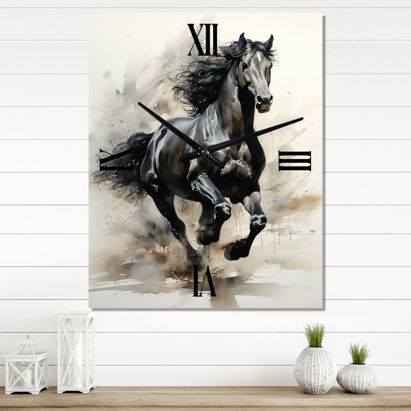Horloge murale cheval noir, Moyen
