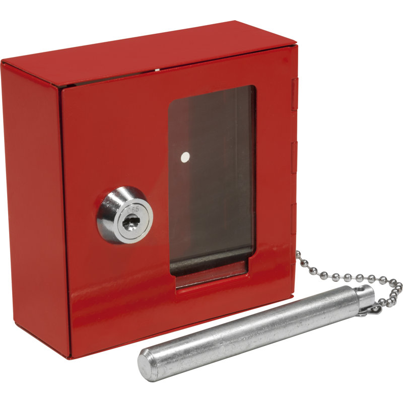 Bright Red Glass and Steel Emergency Key Lock Box