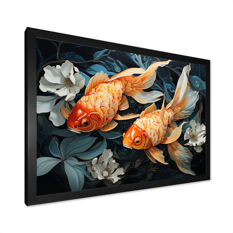 " Fishing Harmonious Hues I ", Black Single Picture Framed, 12" H x 20" W x 1" D