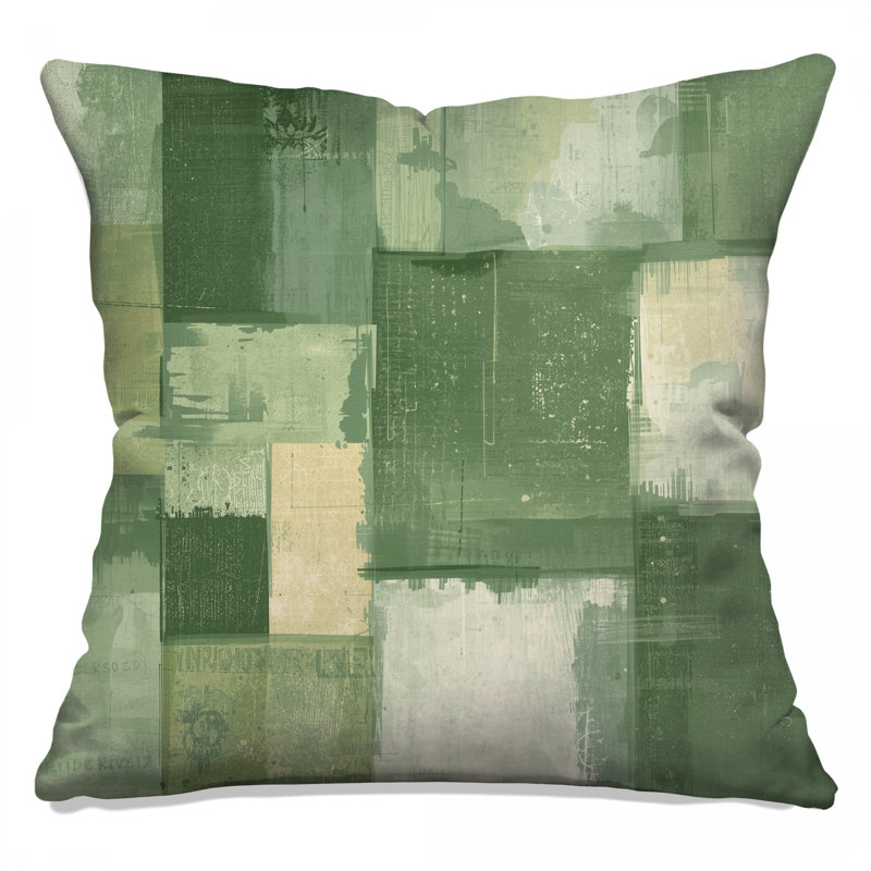 Coussins décoratifs vert et beige, 14 X 14 pouces