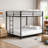 Ady Low Profile Full Over Full Bunk Bed With Ladder, Black Metal Frame-122359158