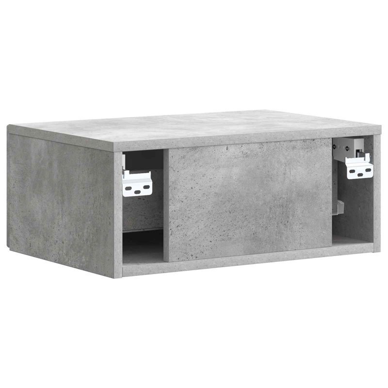 49cm W Manufactured Wood Bedside Table, Concrete Grey