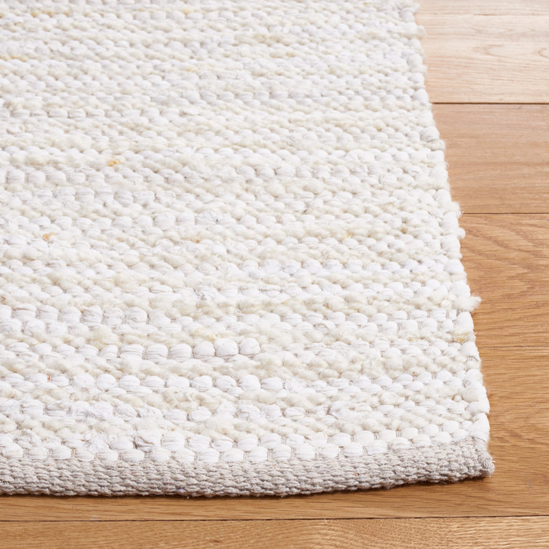 Garret Handmade Flatweave Ivory/Beige Area Rug, Square 6'