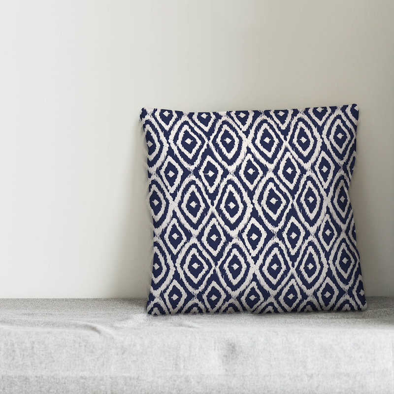 Geometric Throw Pillow, 16" x 16", Navy/White