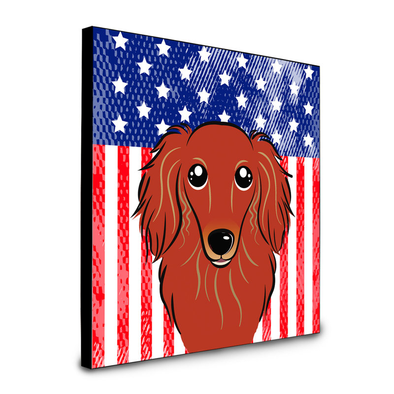 « american flag », art encadré Macomb, Teckel brun