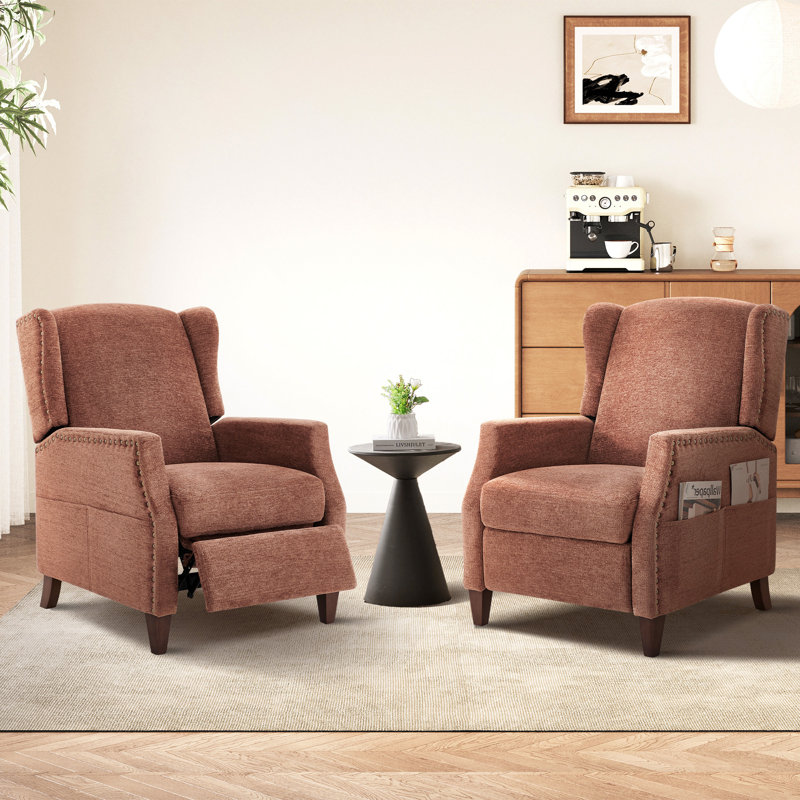 Audrie Upholstered Chenille Armchair, Coral Chenille