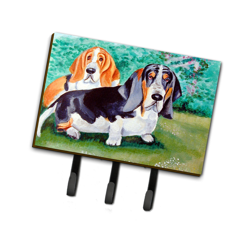 Porte-laisse et crochet à clé basset hound double