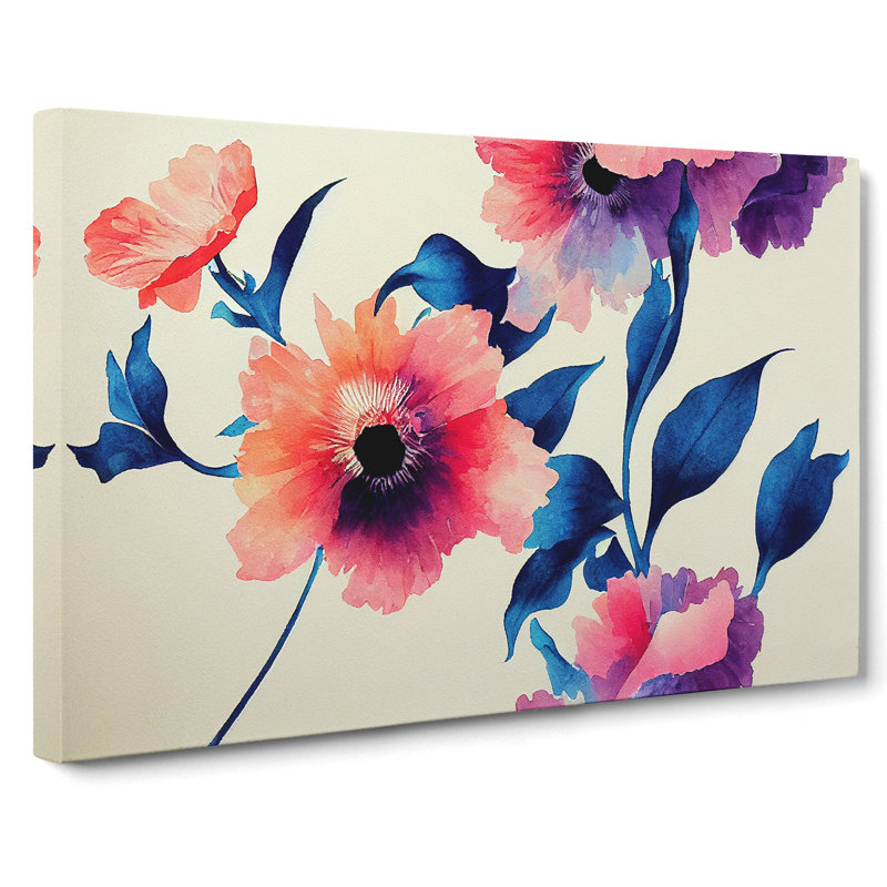 Precious Watercolour Flowers - Wrapped Canvas, 50cm H x 76cm W x 3cm D