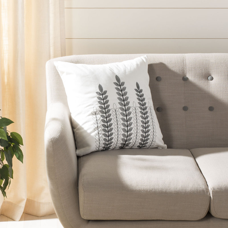 Embroidered Cotton Reversible Throw Pillow