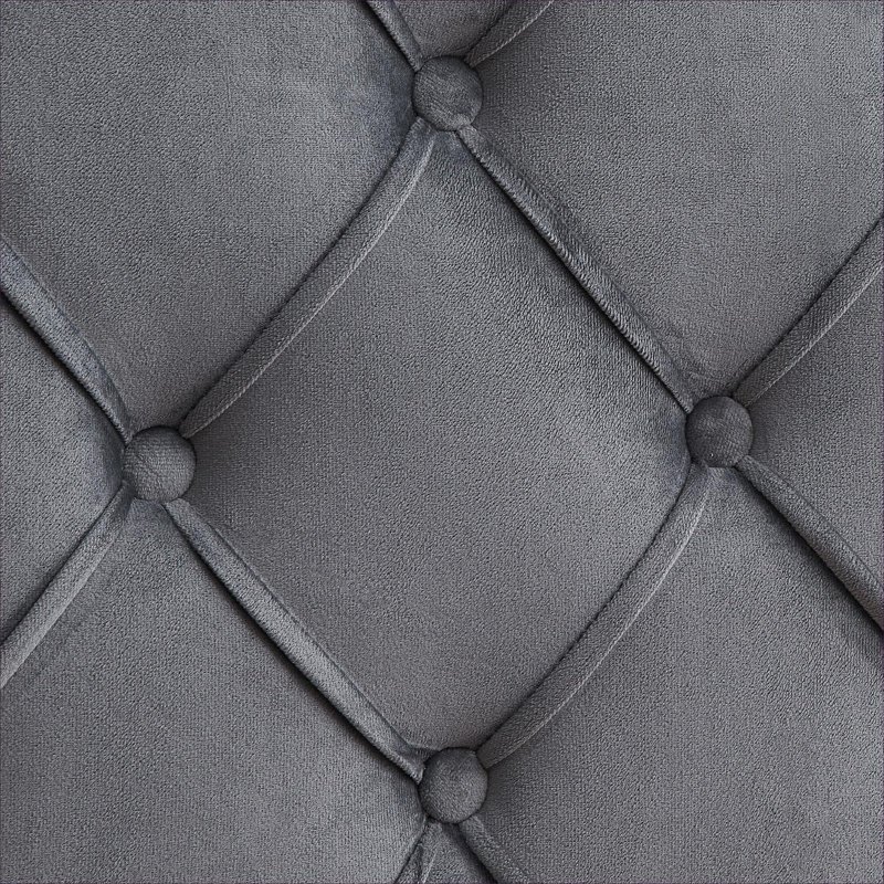 Queen Size Wingback Button Tufted Platform Bed With Solid Wood Slat Support Soft Gray Velvet