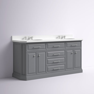Bruning 72" Carrara Quartz Countertop Bath Vanity with Faucet