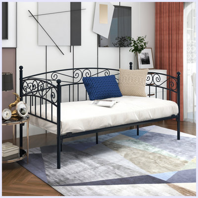 Galisa Modern Metal Daybed Frame with Headboard