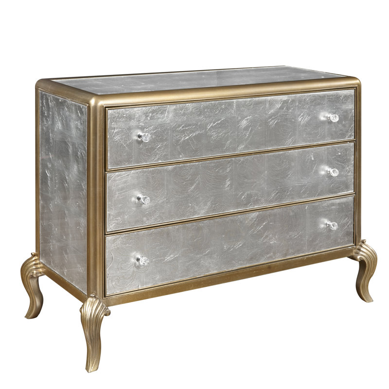 Silver and Gold Eglomise 4-Drawer Glam Chest