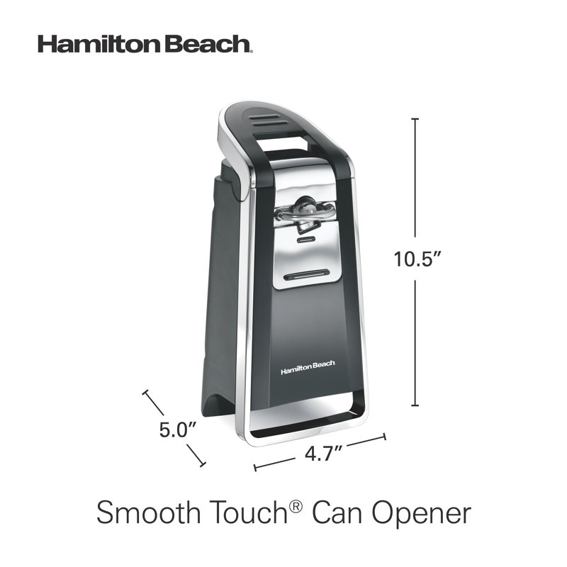 Ouvre-boîte automatique électrique Hamilton SmoothTouch ™ avec levier facile à pousser, élimine les bords tranchants, ouvre toutes les canettes de taille standard et pop-top, très grand
