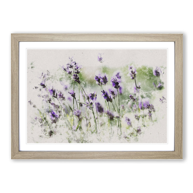 Lavender Vol.1 - Picture Frame Graphic Art, Oak Framed, 65cm H x 90cm W x 2cm D