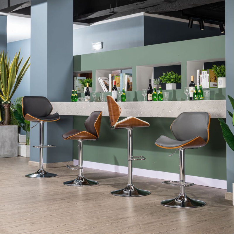 Tabouret de bar rotatif à hauteur ajustable Cantara, Brun