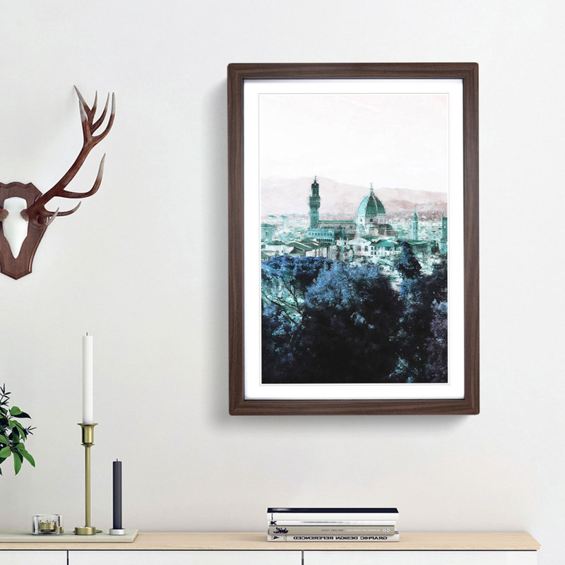 Florence Cathedral in Italy Abstract - Picture Frame Painting Print, 33cm H x 24cm W x 2cm D, Walnut Framed