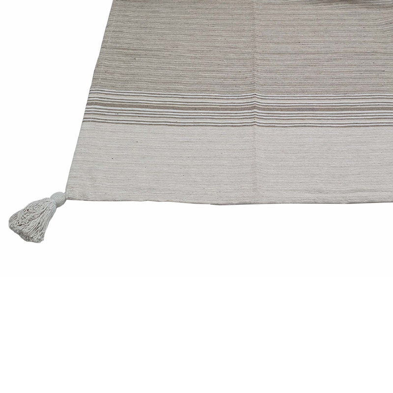  Couverture ou jeté, Taupe / blanc, Rayé