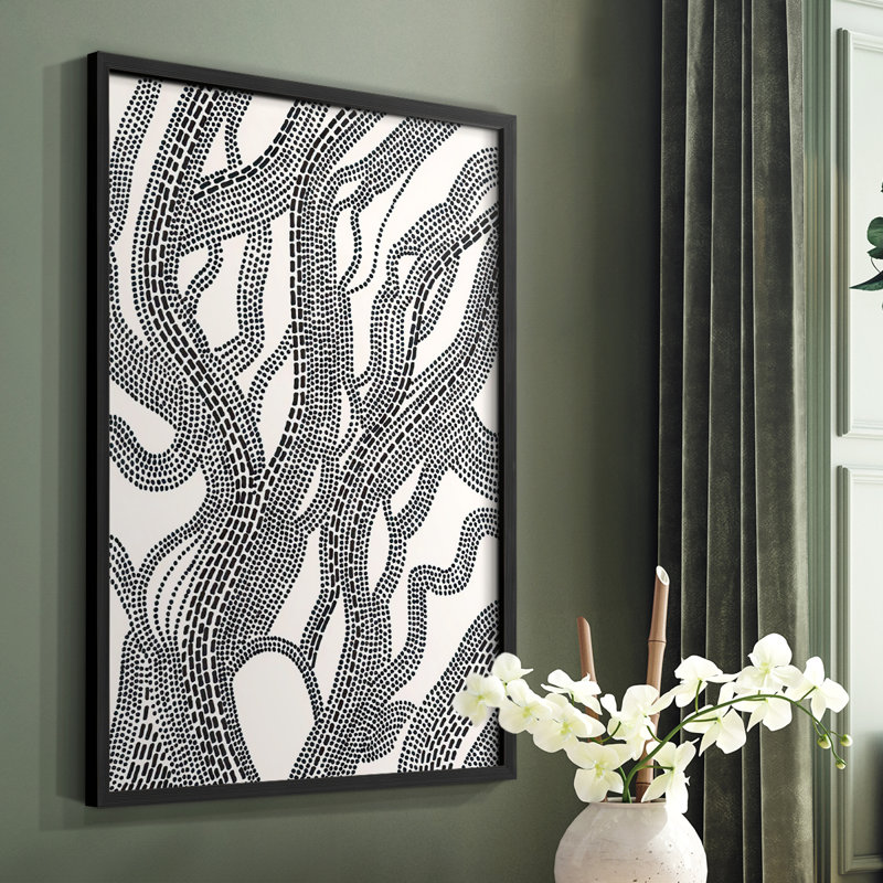 «Dots and Dash I», reproduction encadrée - bois massif, Cadre simple noir, H 28 po x l 22 po
