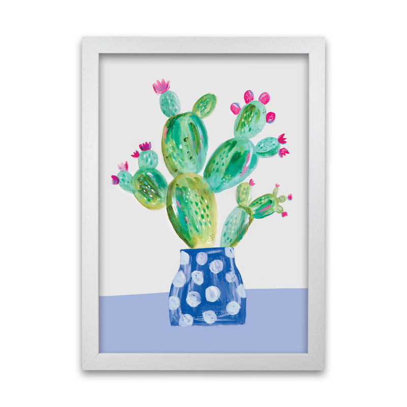 Prickly Pear by Laura Irwin - Print, 29.7cm H x 21cm W x 3cm D, White Framed