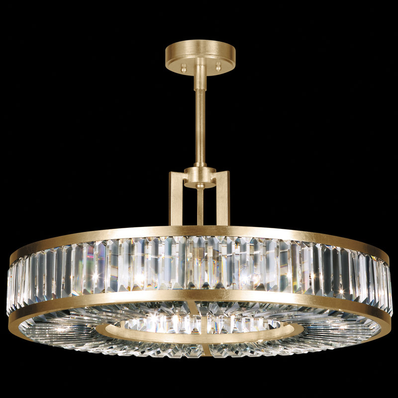 Lustre rond en cristal 29 po, Or