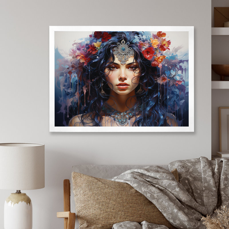 Hindouisme Art Shaktis Divine I - impressions murales spirituelles, H 16 po x l 32 po x P 1 po, Cadre photo blanc