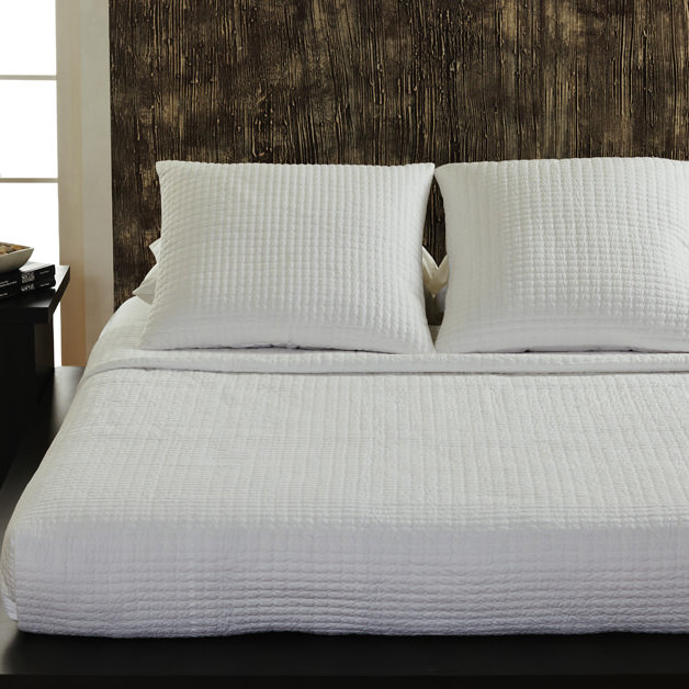 King Size White Cotton Percale Quilt Set