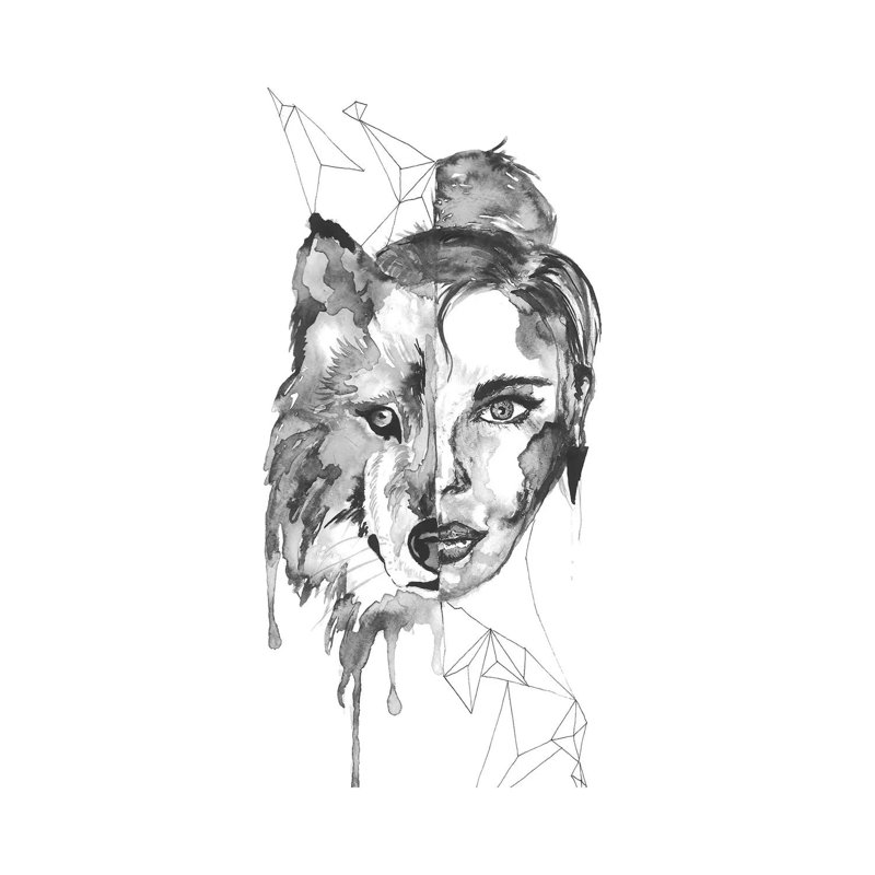 Wolf Woman by ANDA Design - Wrapped Canvas Gallery-Wrapped Canvas Giclée, 30.48 cm H x 45.72 cm W