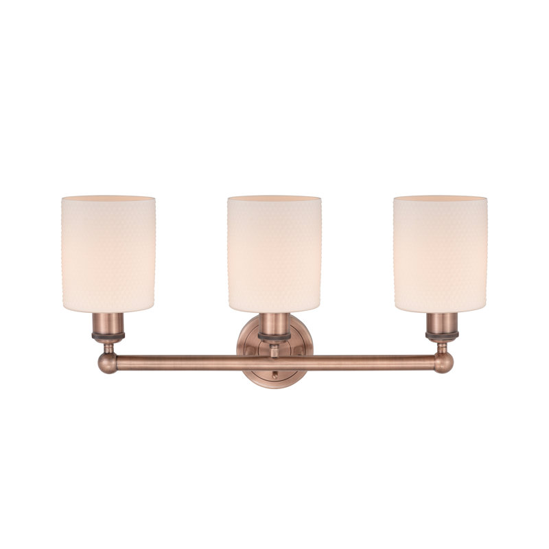 Éclairage pour meuble-lavabo 3 lumières 23 pouces Karon, Blanc mat, Cuivre antique