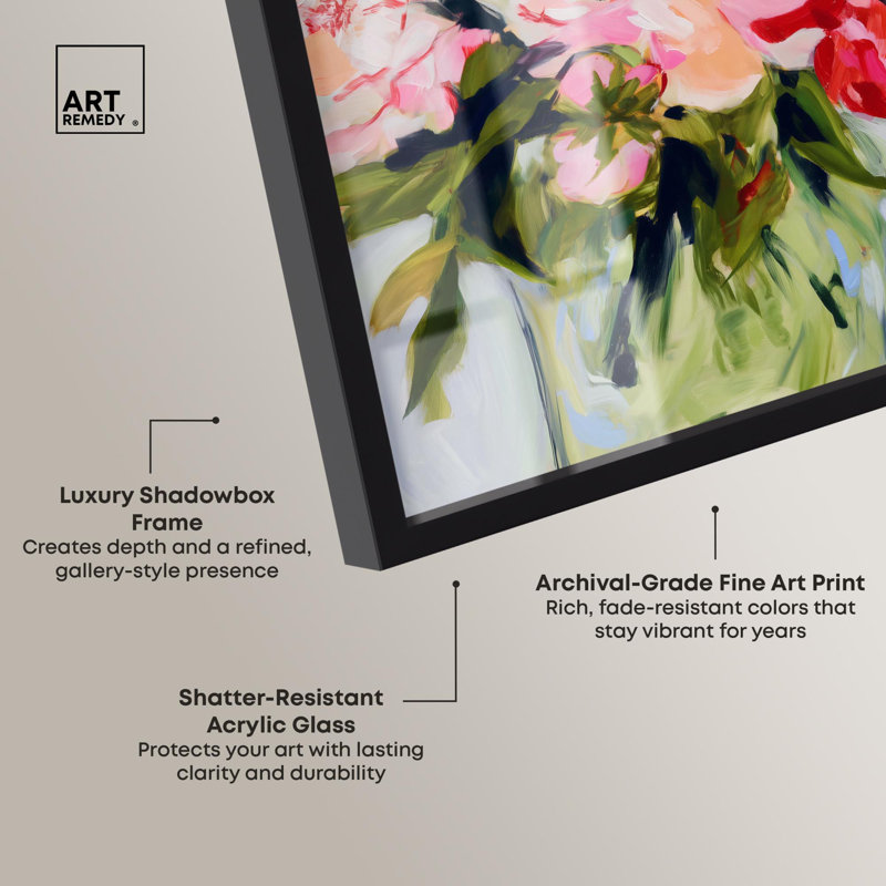 Décoration murale printanière Bloom en acrylique II Shadowbox Print par Art Remedy, Noir, H 21 po x l 17 po