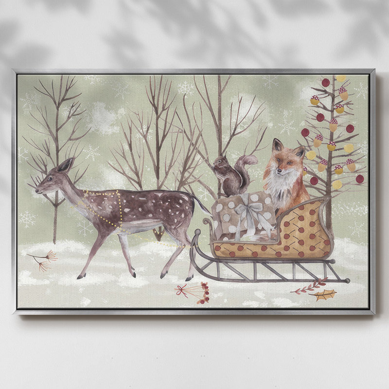 Christmas Time Collection A, reproduction d'art sur toile, Encadrement argenté, H 25 po x l 37 po x P 1,5 po