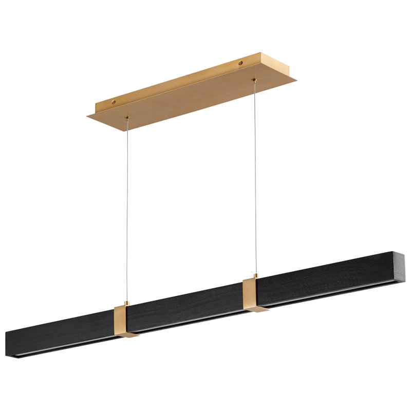 Luminaire suspendu linéaire à 1 lumière pour îlot de cuisine Nubell, H 5,25 po x l 47,5 po x P 2,1 po, Chêne noir