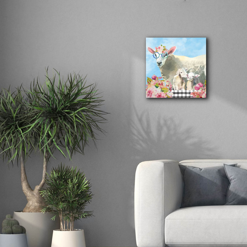 «Farm Animal Beauties B» par Jean Plout, art mural sur toile, H 18 po x l 18 po x P 0,75 po