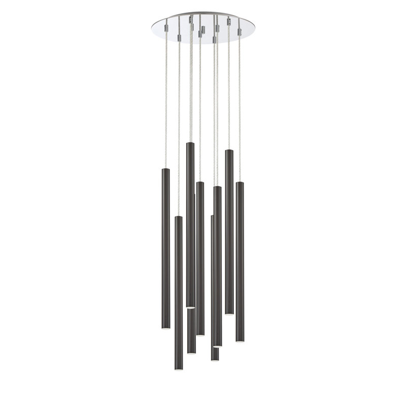 Bowning 9 - Light LED Cluster Pendant, Pearl Black