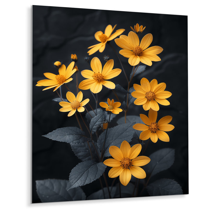 Parfum jaune marguerite noire parfumée I - décoration murale marguerite, Métal, H 20 po x l 12 po x P 1 po