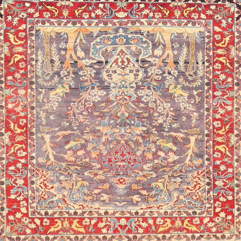 Tapis traditionnel orange / bleu, Rond 4 pi