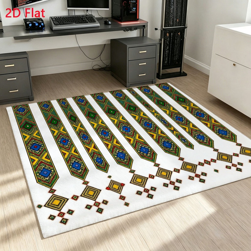 Boho Striped Area Rug, Bohemian Style Geometric Pattern Floor Mat, Soft Fluffy Non-Slip Washable for Living Room, Bedroom, Hallway, Home Decor and Accessories