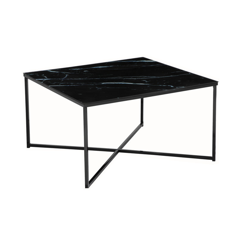 Aines Cross Legs Coffee Table, Black, Black