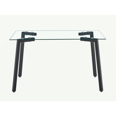 Deandre Modern Tempered Glass Dining Table