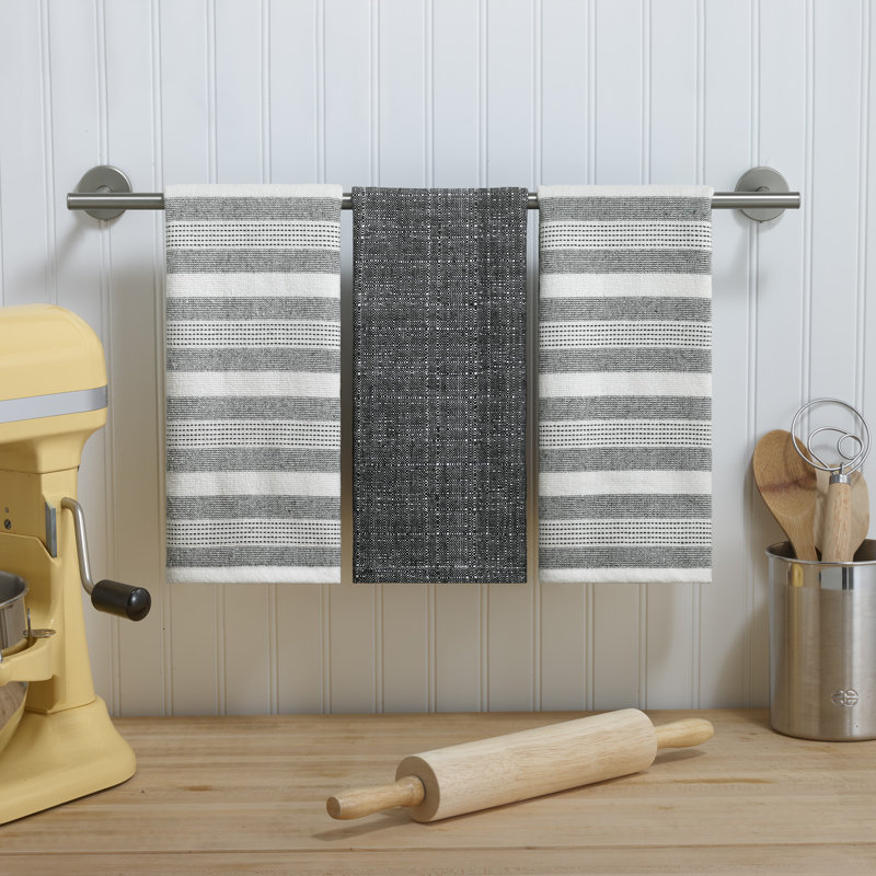 Izod Chester 3-Piece Kitchen Towel Set, Black