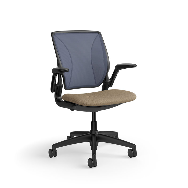 Fauteuil de travail ergonomique avec dossier en graine de coquelicot World ML World, Noir, Blue Mesh, TISSU BEIGE BRUN