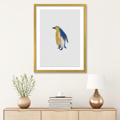 Pingouin bleu et jaune - impression d'art graphique