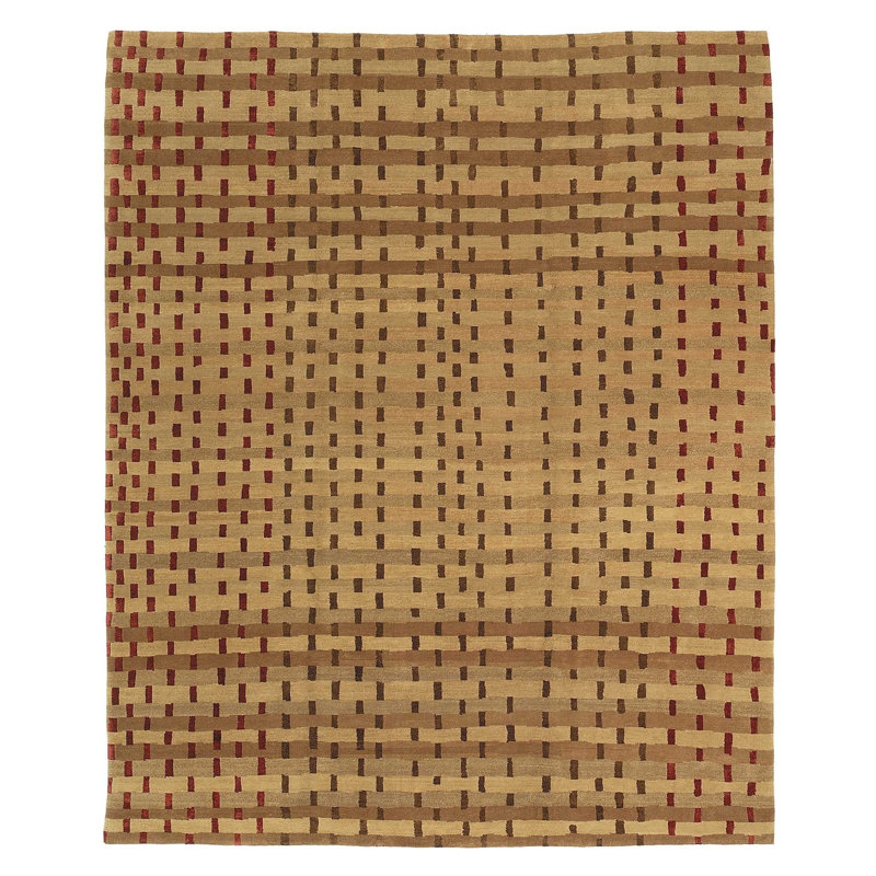Rag Striped Area Rug in Beige/Brown/Red, Rectangle 6' x 9'